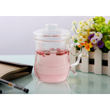 Haonai heat-resistant borosilicate glass glass mug glass cup with lid & filter